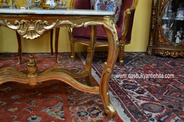 Tavolino da salotto dorato stile Rocaille - Foto 6