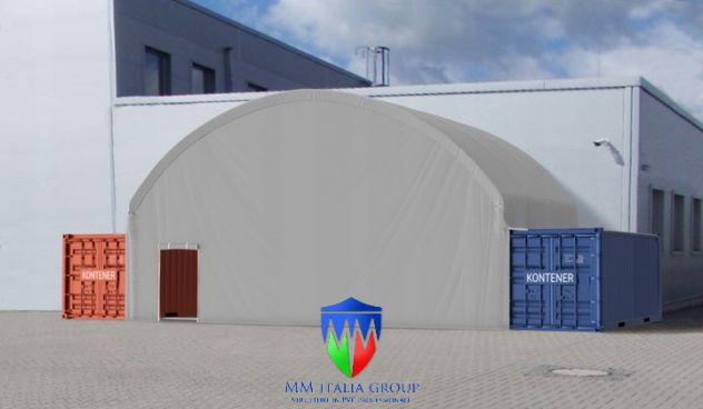 tunnel Tendoni tra Containers 10 x 6 x 6,2 mt. con testate da ambo i Timpani