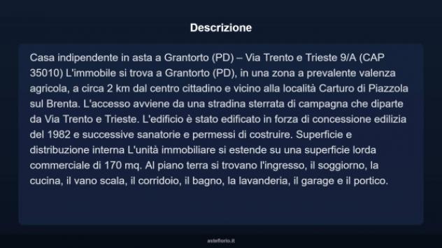 Immobile in asta di 170 m² con più di 5 locali e box auto in vendita a Grantorto - Foto 3