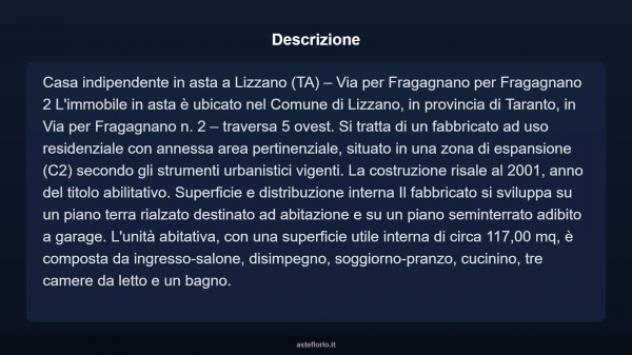 Immobile in asta di 211 m² con più di 5 locali e box auto in vendita a Lizzano - Foto 4