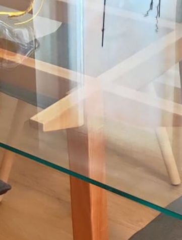 TAVOLO IN LEGNO E CRISTALLO CON 4 SEDIE - Foto 2