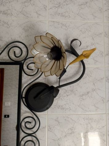 coppia di applique da parete in ferro battuto nero - Foto 5
