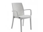 Sedia , con Braccioli, in Resina Simil Rattan, Impilabile (Tortora) BIANCO, ESPR