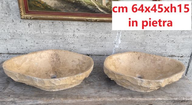 Lavabo lavandino da appoggio in pietra beige 1 - Foto 7