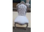 Sedia stile barocco classico ecopelle bianca foglia argento con spedizione
