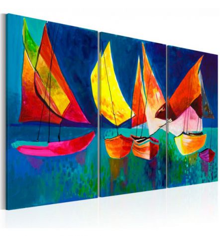 Dipinto Con 4 Barche Arredalacasa Cm.120x80