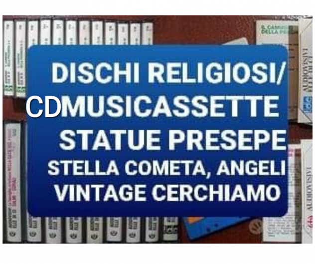 Dischi religiosi musicassette vinili CD musica sacra presepe statue ricer