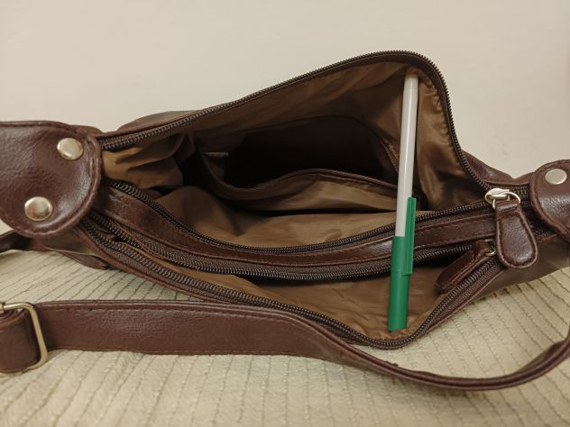Borsa tracolla in pelle patchwork marrone borsa a tracolla marrone realizzata i - Foto 2