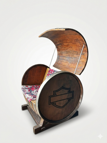 Poltrona Botte Legno Artigianale Arredo Biker Harley-Davidson Garage - Foto 2