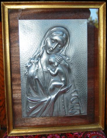 Scultura sacra a sbalzo in peltro 33x42 con cornice - Foto 7