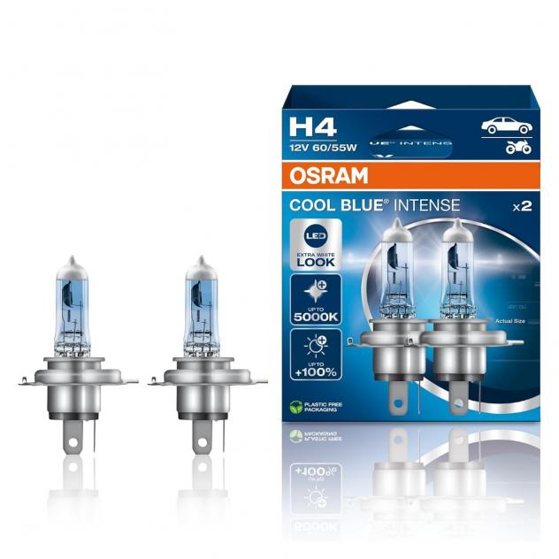 Lampade alogene OSRAM COOL BLUE INTENSE H4 Luce bianca fino a 5000K