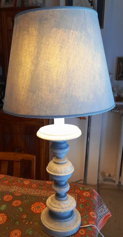 lampada in legno stile classico con paralume h92xØ45 - Foto 3