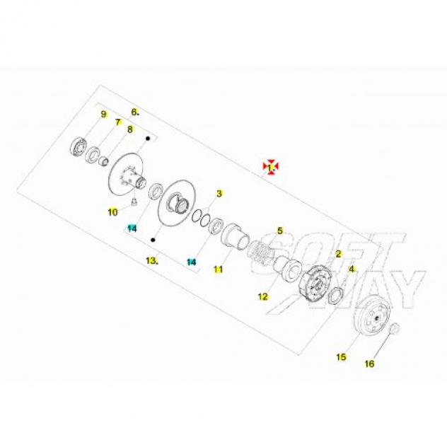 Puleggia condotta completa Piaggio NRG Typhoon Zip Vespa CM100109 - Foto 3