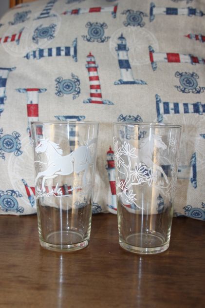 Vintage bicchiere con cavallo bianco anni 50/60 coppia di due da collezione glas - Foto 6