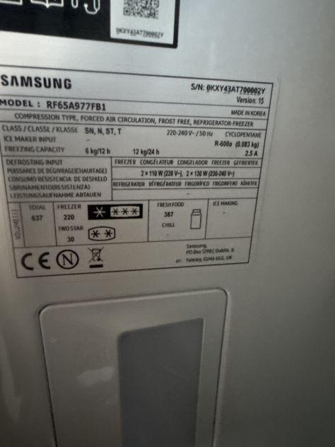 FRIGORIFERO SAMSUNG RF65A977FB1 NON FUNZIONANTE SOLO PER RICAMBI - Foto 3