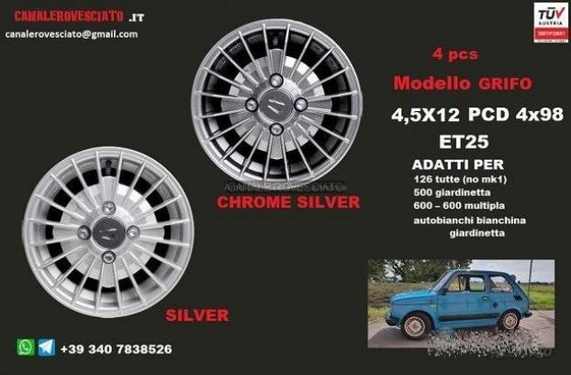 Cerchi grifo silver 4,5x12 4x98 et25
