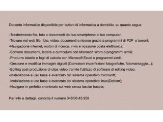 Lezioni informatica al tuo domicilio 7 giorni su 7, 24h su 24h