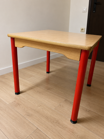 WESCO, 3 tavolini per bambini in faggio massiccio, quadrato 60 × 60 cm