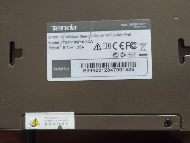 TENDA POE SWITCH TEF1109P-8-63W 9 PORTE 10100 MBPS - Foto 3