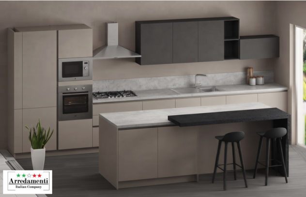 CUCINA LINEARE NUOVA CUCINE MODERNE CON ISOLA CON ELETTRODOMESTICI COMPRESI