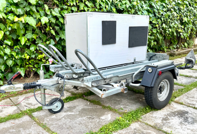 CARRELLO PORTA MOTO ELLEBI AUTO FRENATO, 3 POSTI CON CASSONE