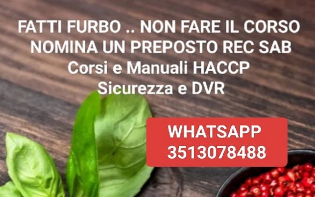 CORSO SAB - PREPOSTO REC SAB - ONLINE - DVR - HACCP