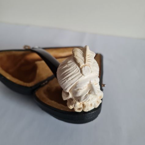 Pipa in schiuma di mare  vintage , sultano turco , intagliata a mano , mai fumat - Foto 2