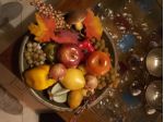 Vassoio Antico Con Composizione Frutta Artificiale