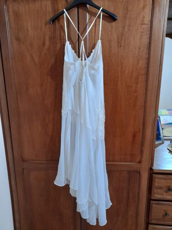 VESTAGLIA DA DONNA IN CHIFFON TRASPARENTE & SOTTOVESTE ABBINATA BIANCO PANNA S,M - Foto 7