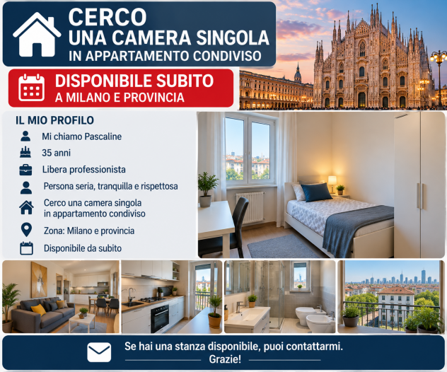 Cerco camera singola a Milano e provincia