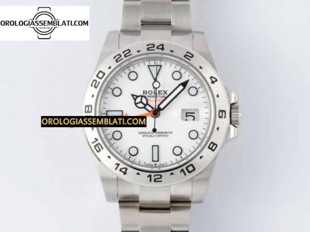 Rolex Replica EXPLORER II 42MM 216570 NERO 904L SS 1:1 BEST EDITION QUADRANTE BIANCO SUL BRACCIALE 3285 V4