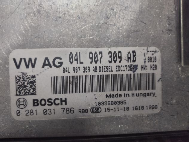 ECU AUDI Q3 2.0 BOSCH 0281031786 04L907309AB 2014/11-2018/12 Centralina Audi 04 - Foto 5
