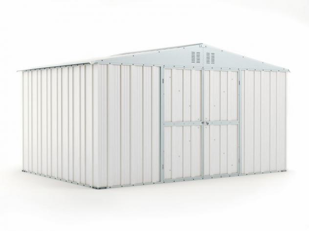 Box in Acciaio Zincato Casetta da Giardino in Lamiera 4.03 x 2.69 m x h2.15 m - 149 KG – 10.84 metri quadri - BIANCO - Foto 2