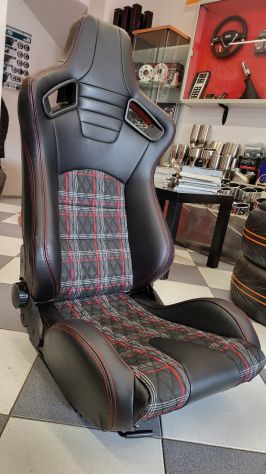 COPPIA SEDILI SPORTIVI TRAMA SCOZZESE ROSSA GTI LOOK UNIVERSALI - Foto 2