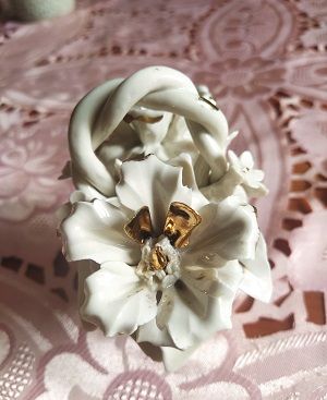 CESTA CON FIORI IN CERAMICA  CAPODIMONTE- - Foto 4