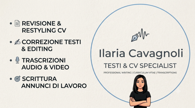 Revisione CV, Editing Testi e Trascrizioni Audio/Video