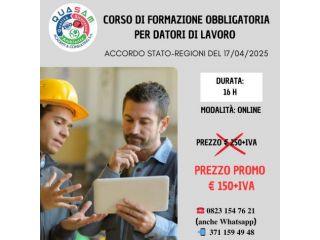 Corso Datore di lavoro (16 ore ONLINE) Accordo Stato-Regioni del 17.04.2025