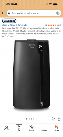 Climatizzatore Portatile De’Longhi Pinguino PAC EX120 Silent 12.000 BTU