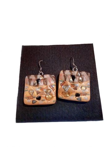 Orecchini Klimt ak25 in Cernit e Argento 925. Prodotto artigianale.