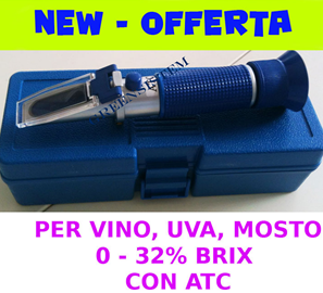 RIFRATTOMETRO/ REFRATTOMETRO 0-32 BRIX- CON ATC PER UVA, MOSTO, VINO,