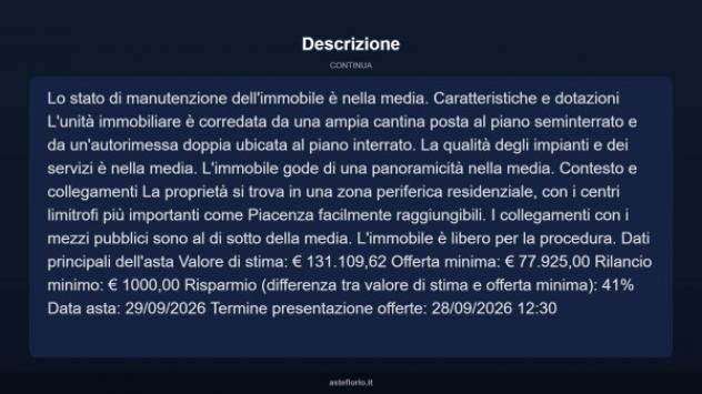 Immobile in asta di 116 m² con più di 5 locali e box auto doppio in vendita a Gossolengo - Foto 13