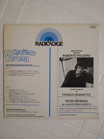 Disco Vinile Lp 33 giri di Roberto Puliero "Cantèmo Verona", originale anni '80 - Foto 3
