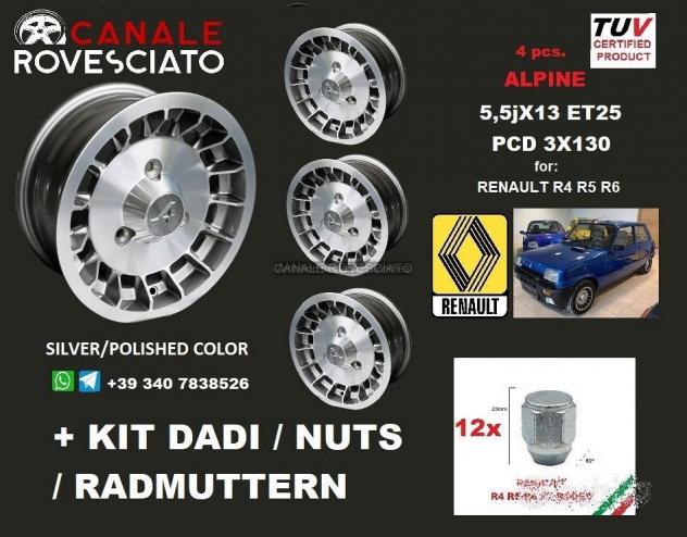 Cerchi ALPINE 13 pollici R4 R5 R6 r7 renault +dadi