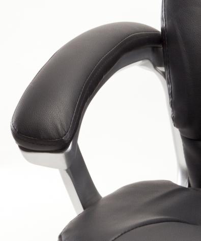 POLTRONA UFFICIO ERGONOMICA GIREVOLE IN ECOPELLE NERA - DIREZIONALE MODELLO CARTIER - NUOVA - Foto 3