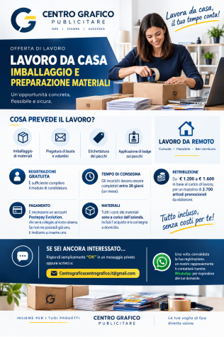Titolo: Operatore di confezionamento da casa - Lavoro flessibile.
