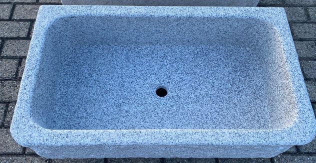 Lavello lavandino per cucina in pietra granito grigio 80cm 3 - Foto 3