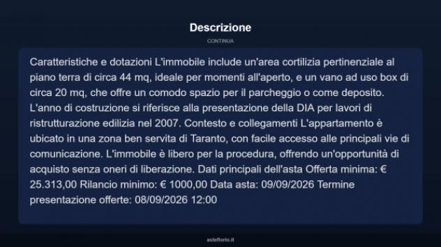 Immobile in asta di 115 m² con più di 5 locali e box auto in vendita a Taranto - Foto 4