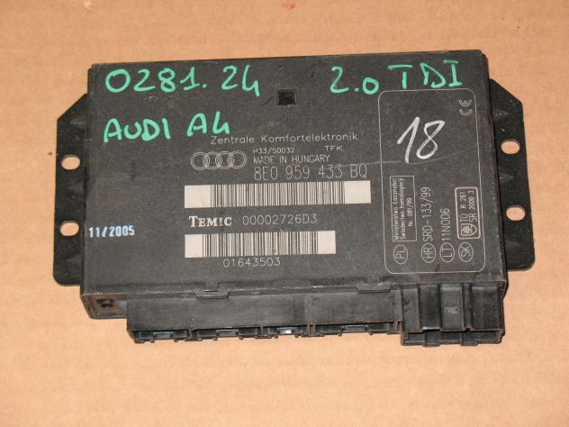 8E0959433BQ CENTRALINA COMFORT AUDI A4 8E0 959 433 BQ TEMIC 00002726D3 01643503