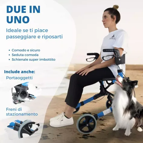 Deambulatore per Anziani Pieghevole, Con Seduta E 4 Ruote, Mobiclinic Trajano - Foto 6