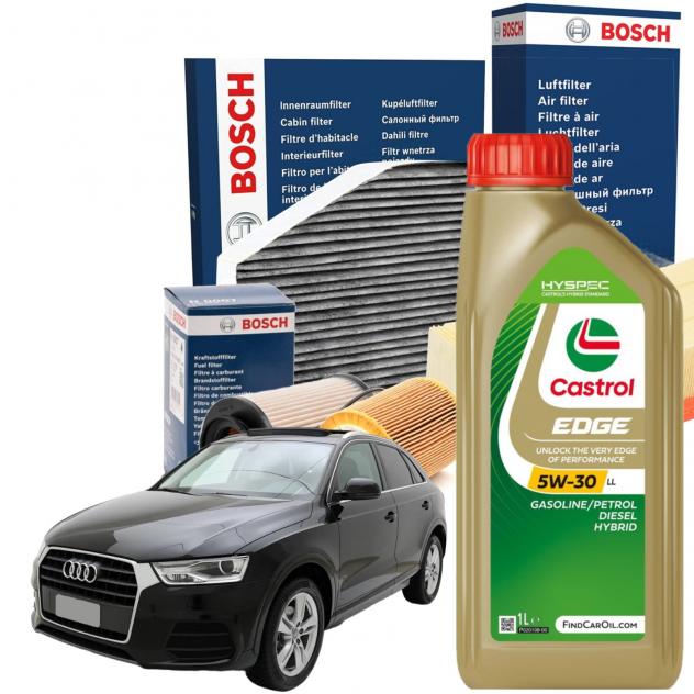 Kit Tagliando + 5 Litri Olio Motore Castrol EDGE LL 5W30 per Audi Q3